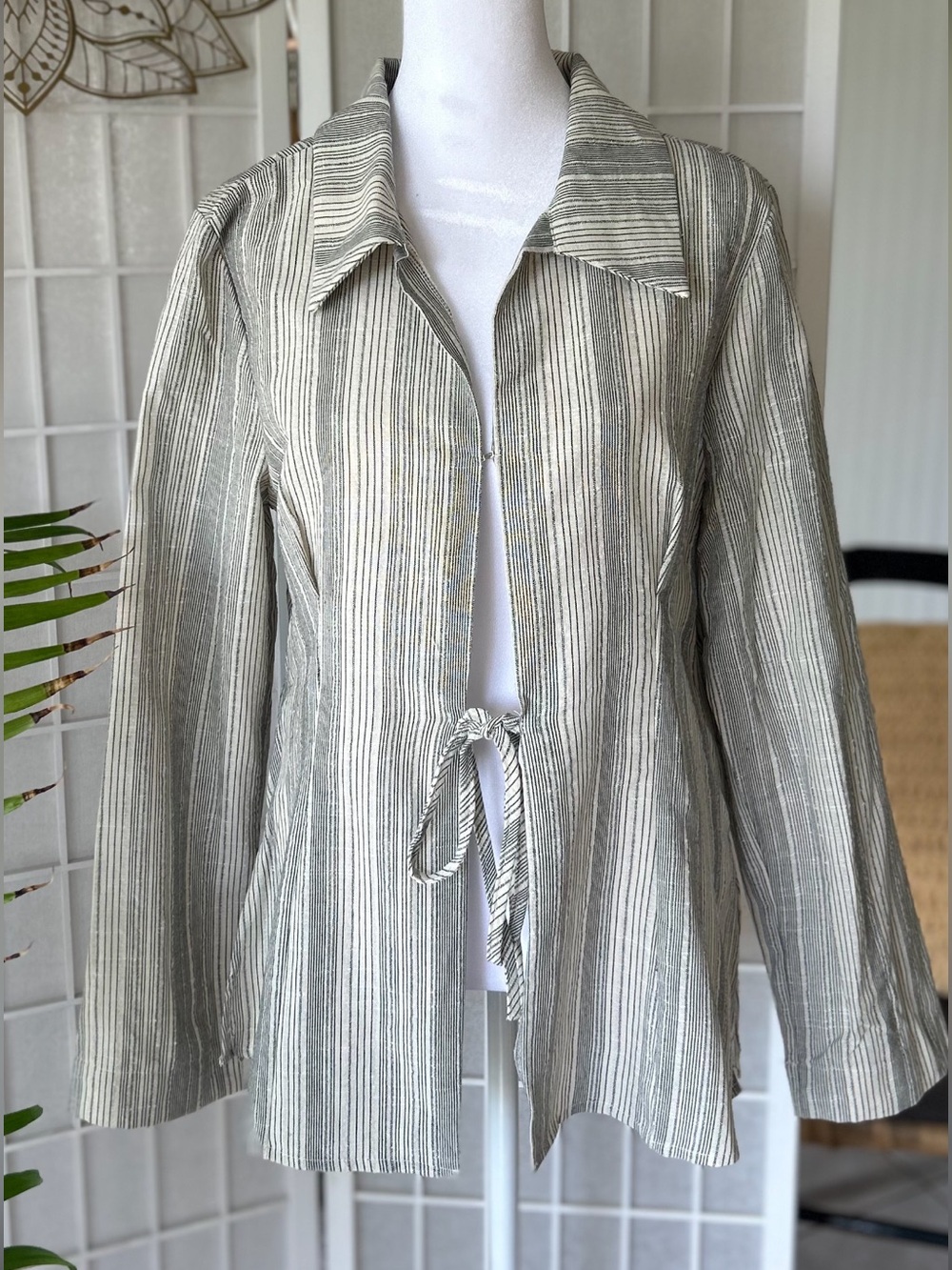 🌿 Boho Striped Tie Front Jacket Top NWT | Size Medium 🌿